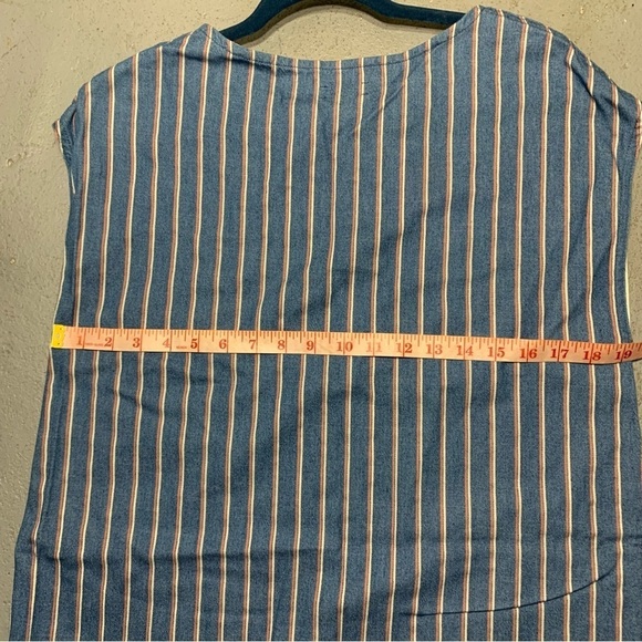 Wilfred Free Nori Blue Striped Mini Shirt Dress Sz S Relaxed Fit Chambray Denim - Picture 7 of 12
